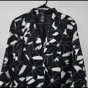 George Stretch Floral Trench Coat (Black & White)